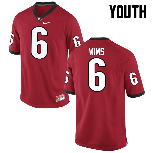 Youth Georgia Bulldogs #6 Javon Wims College Football Jerseys-Red